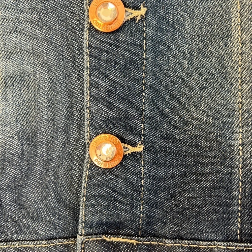 NEW Limited Too‎ Kids Vest sz 8 Blue Denim Button Up Jewelled Cotton Casual